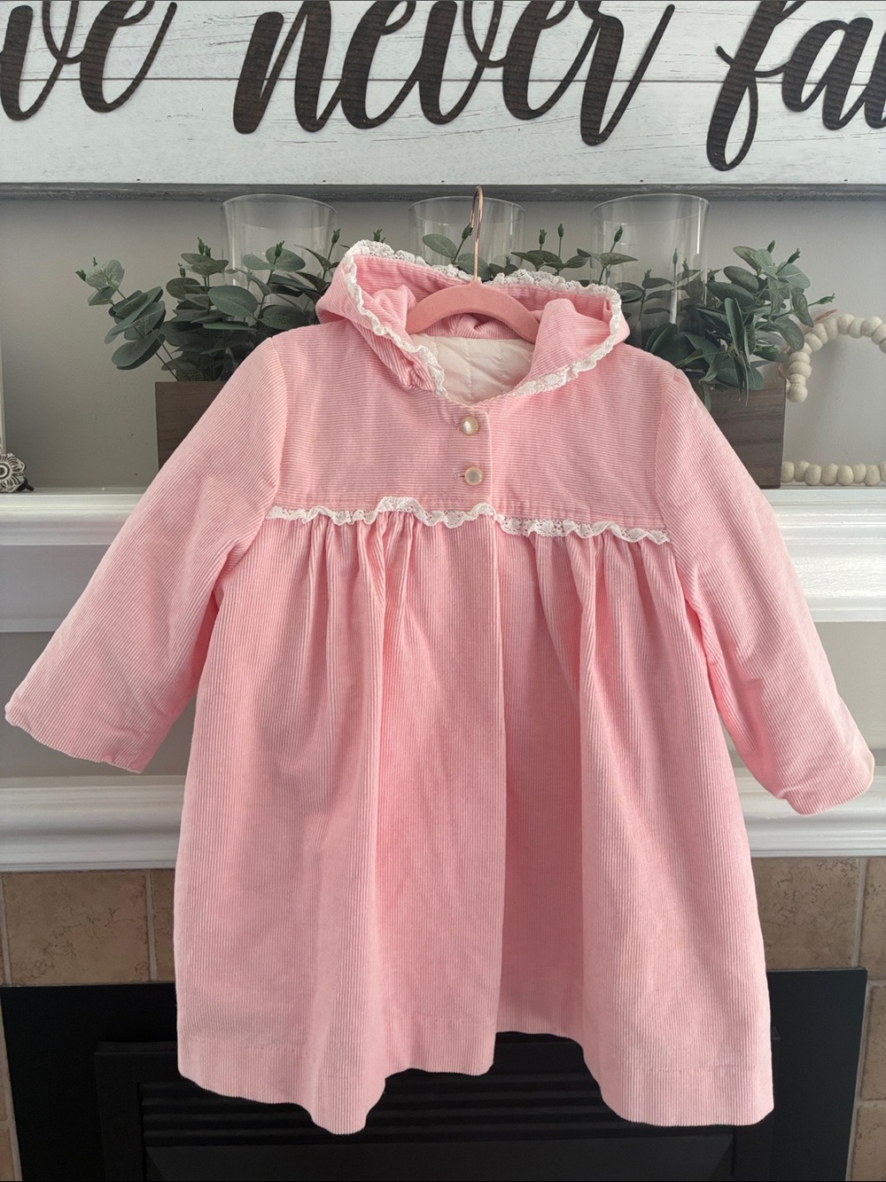 Vintage 3T Millicent’s Pink Corduroy Hooded Coat